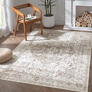 TOPICK Area Rug 180x270cm Living Room Rug Vintage Taupe Mult