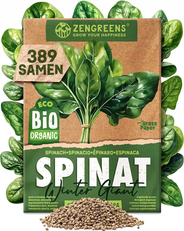 ZenGreens® - Bio Spinat Samen (Winter Giant) - Spinatsamen - Gemüsesamen für den einfachen Anbau im Garten, Balkon oder Hochbeet - Gemüse Saatgut