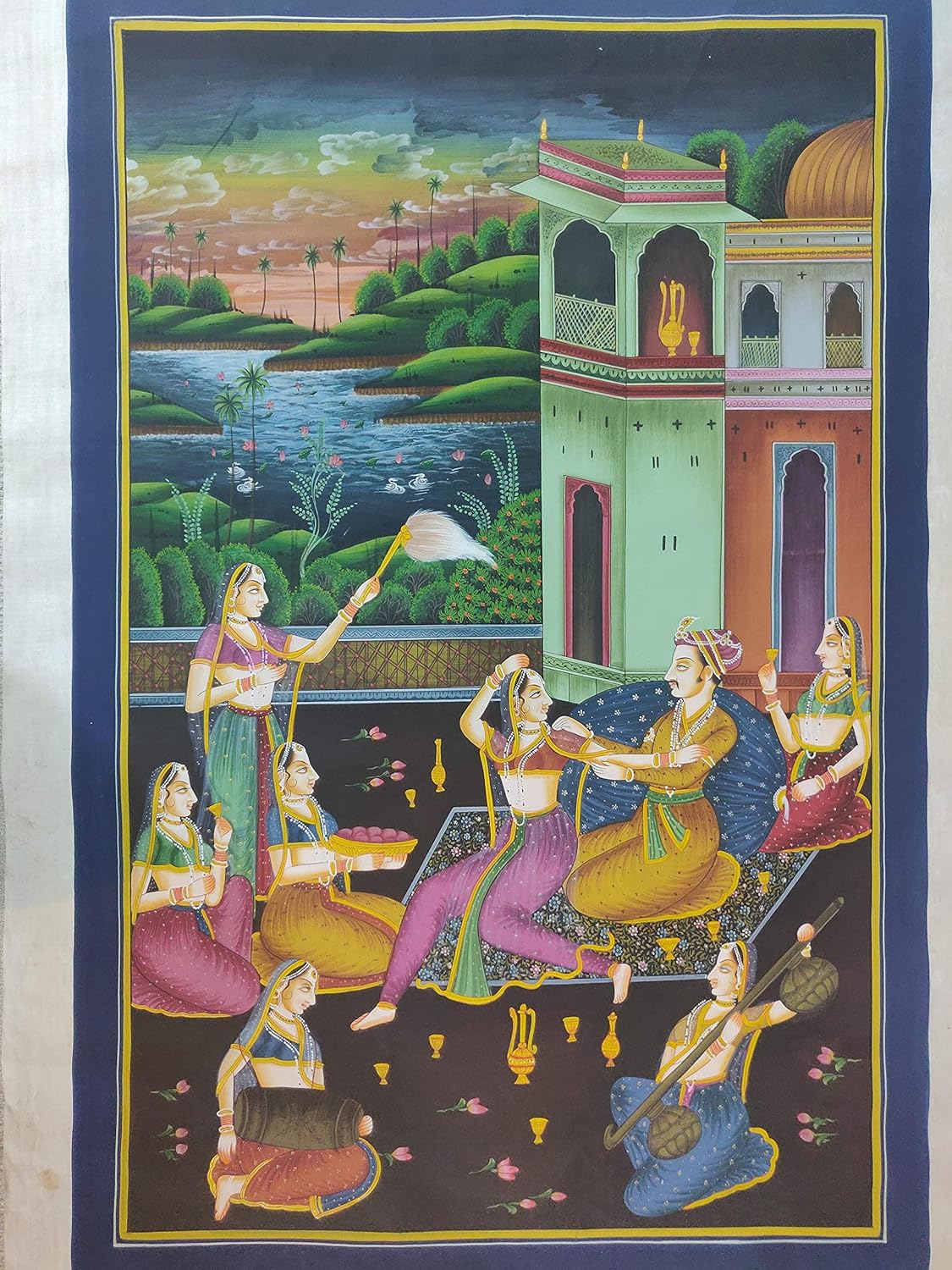 Beautiful Rajasthani Wall Decor Painting Maharaja Maharni 22" x 32