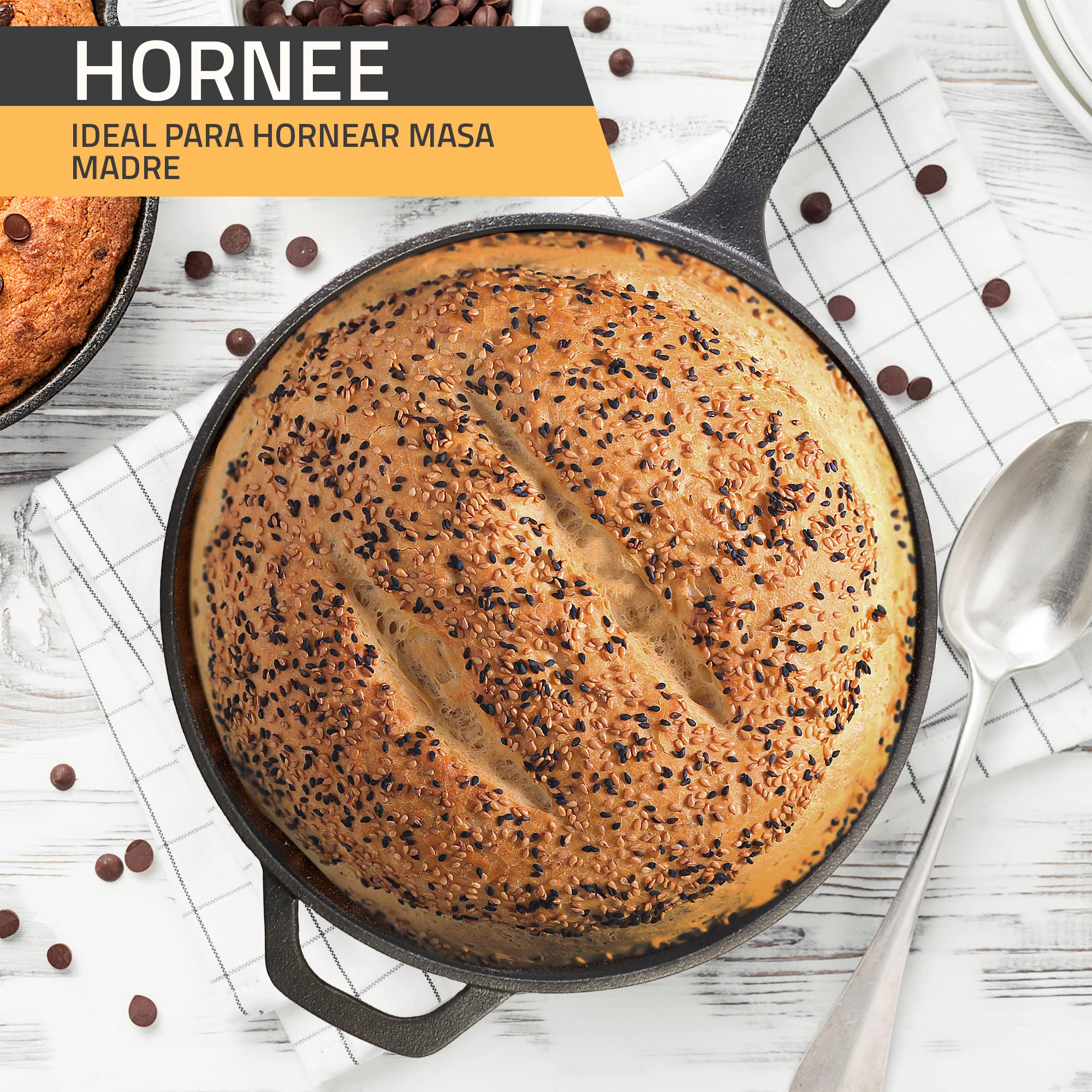 KICHLY Dutch Oven - Olla de fuego doble function - Sartén de hierro fundido para cocina y acampada, exterior e interior - 3L/3.2 Quart Kochset (2 en 1)
