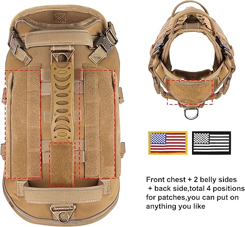 Miniatura 4 de PET ARTIST Arnés táctico para perro, para entrenamiento de senderismo, arnés de chaleco antitirones para perros medianos y grandes, con bolsas y