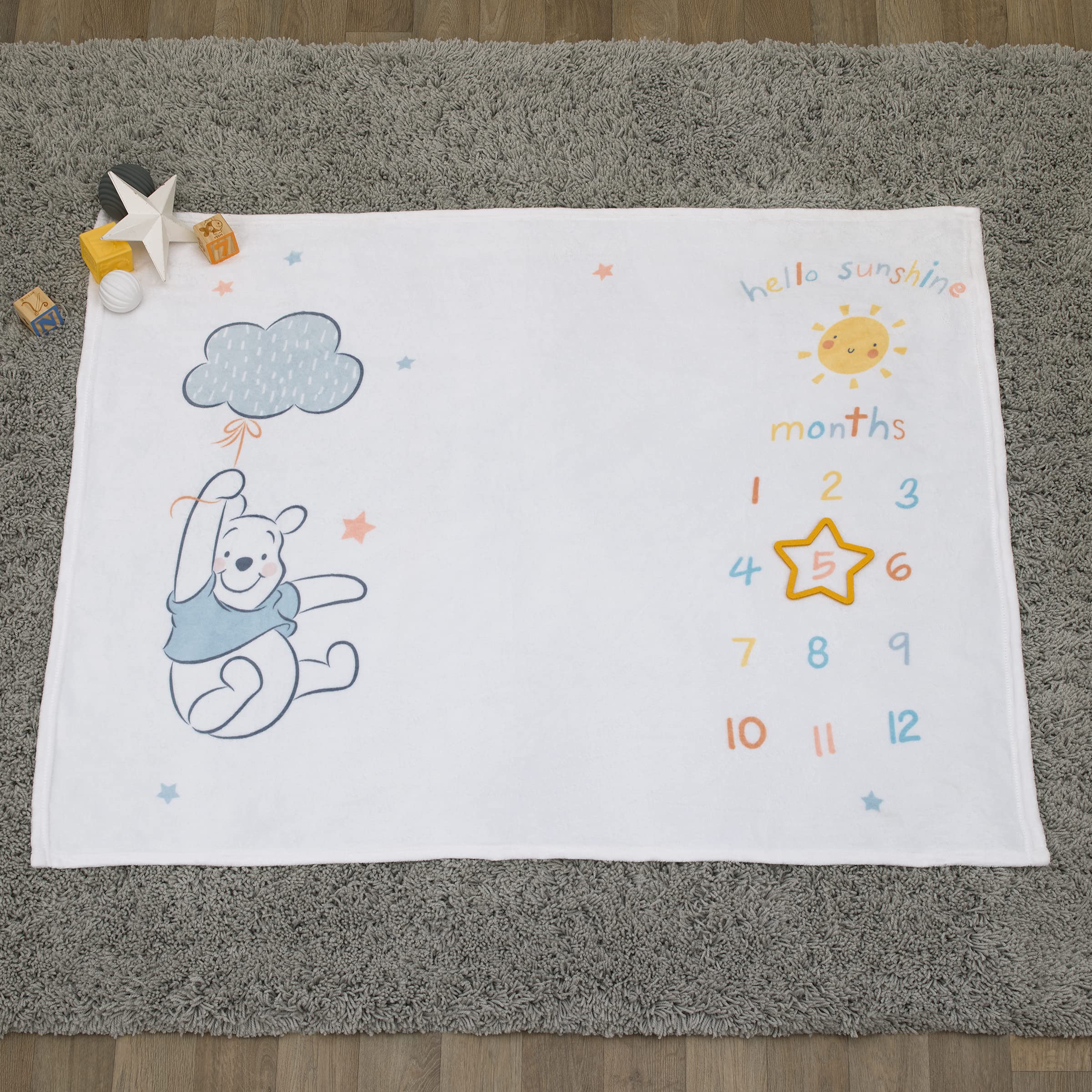 Disney Winnie The Pooh - Coperta super morbida per neonati, colore: bianco, giallo e acqua
