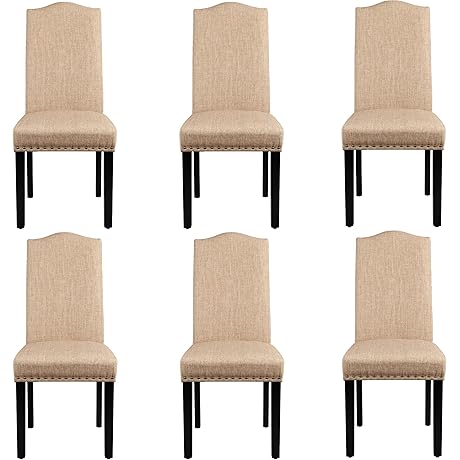Yaheetech Set of 6 Chairs: Upholstered Elegance for Your Dining or Living Spaces