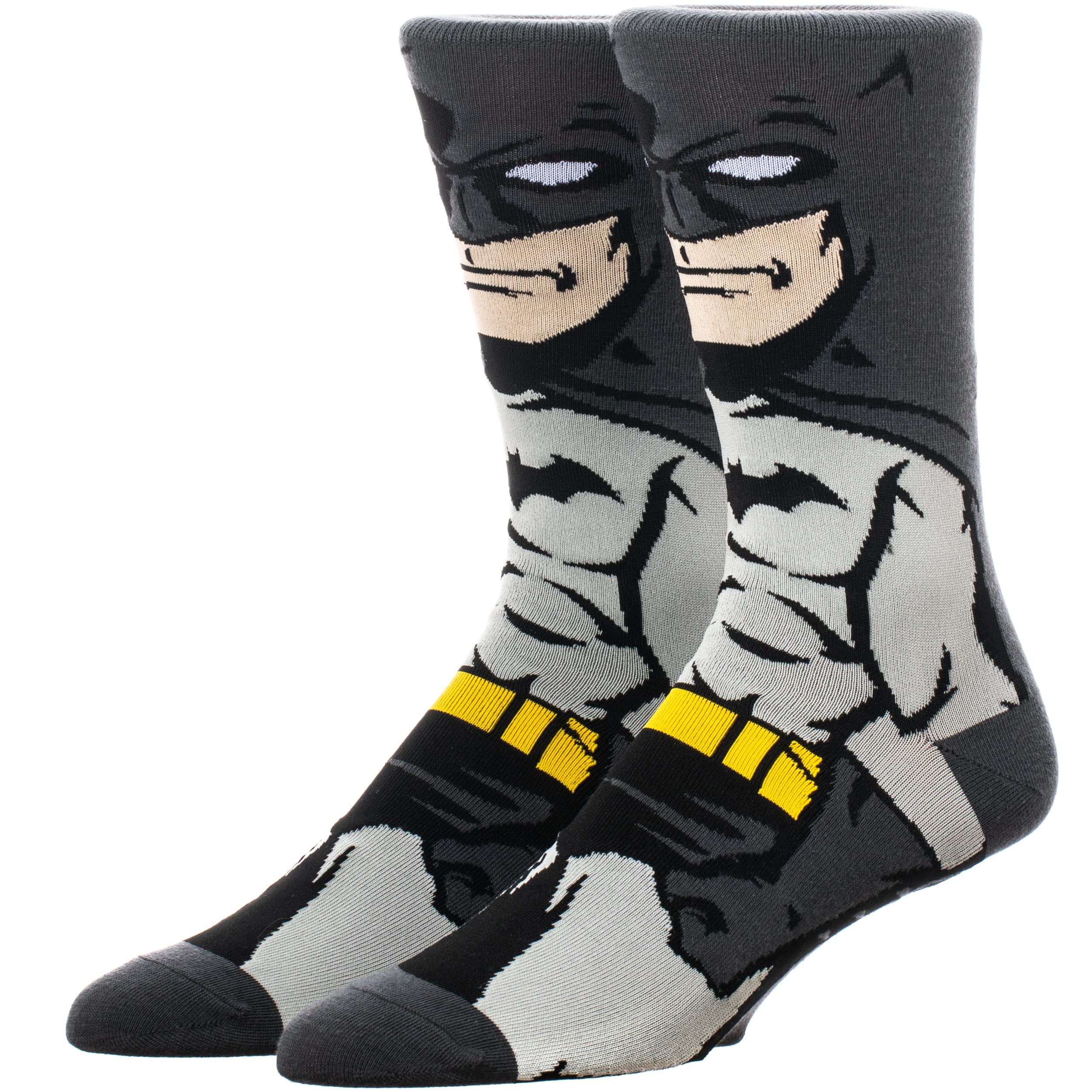Bioworld Men's Black Batman Dark Knight 360 Character Crew Socks