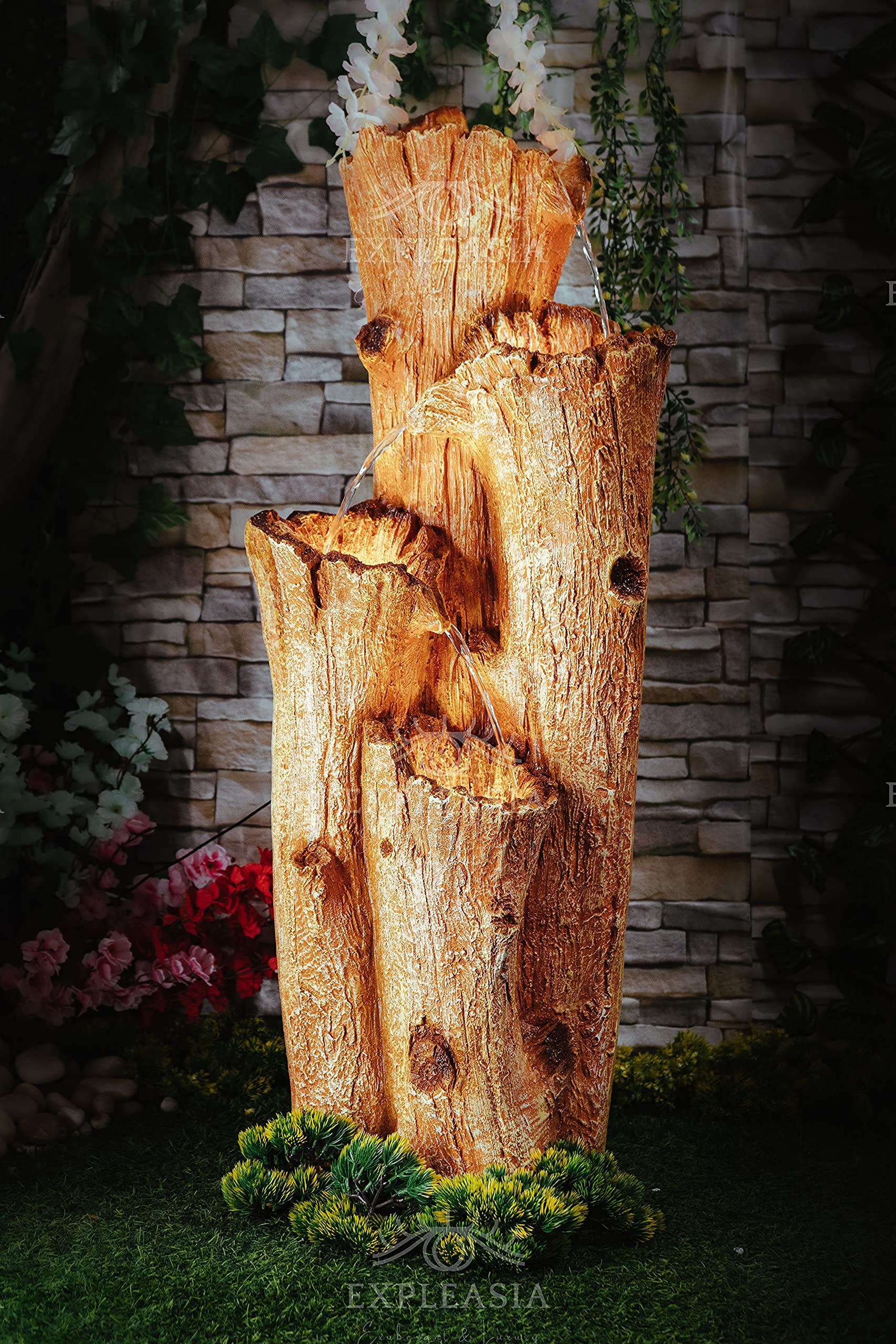 EXPLEASIA Tree Crafted Cascade Western Hemlock Cherry Orange Water Fountain for Home, Indoor Water Fountain Big Size, Water Fountain for Garden, Water Fountain for Living Room-image-7