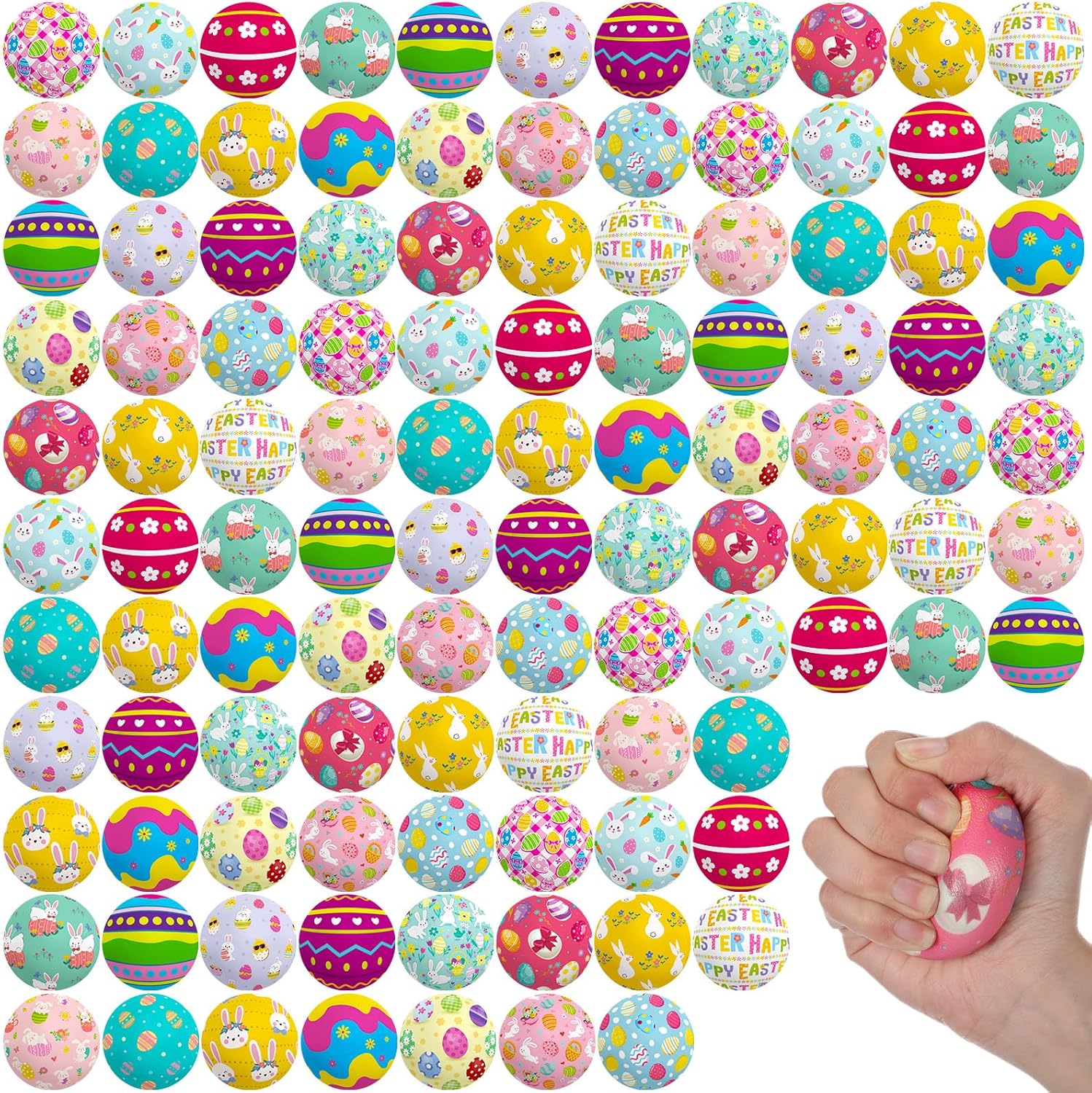 Yunsailing 108 Pack Mini Stress Balls 2.4" Assorted Sensory Fidget Toys - Soft Foam Stress Relief for Adults Teens, Party Favors Classroom Prizes