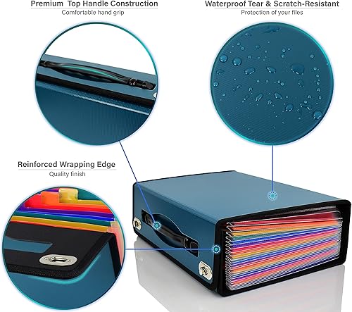 Miniatura 19 de CNK Carpetas de archivos de acordeón con 24 bolsillos, organizador para documentos, carpetas de almacenamiento de documentos, carpeta expandible