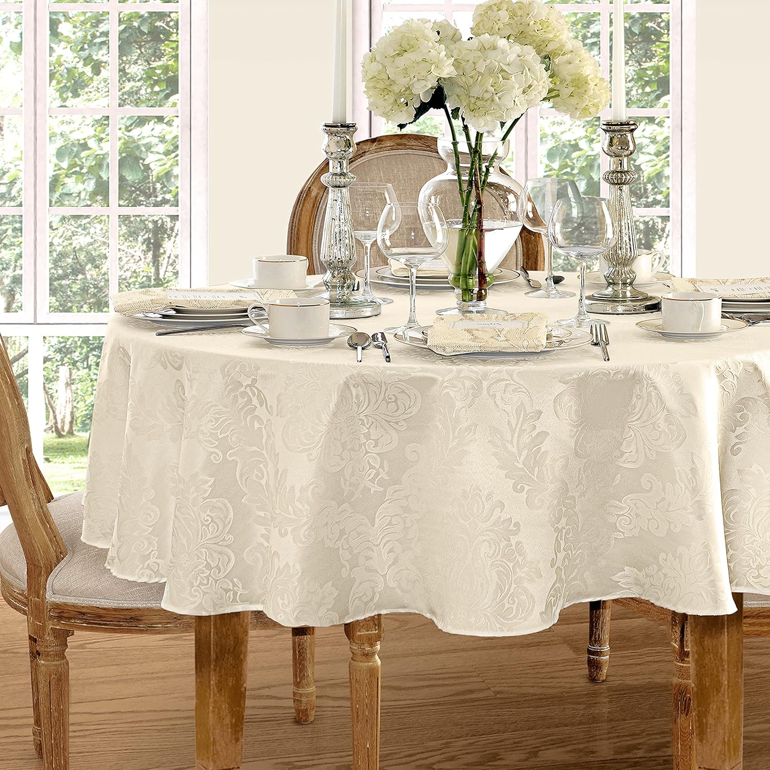 Barcelona Luxury Damask Fabric Tablecloth by Newbridge, 100