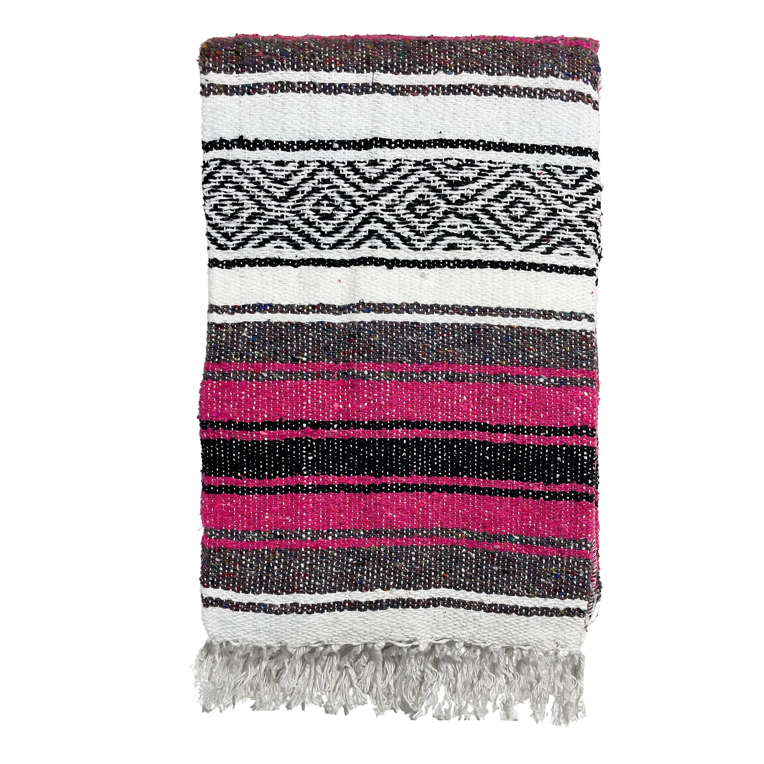 Genuine Oversized Artisan Mexican Falsa blanket (72inx48in) -Authentic Handcrafted Yoga Blanket, Beach Throw, Camping Essential, Picnic Mat, or