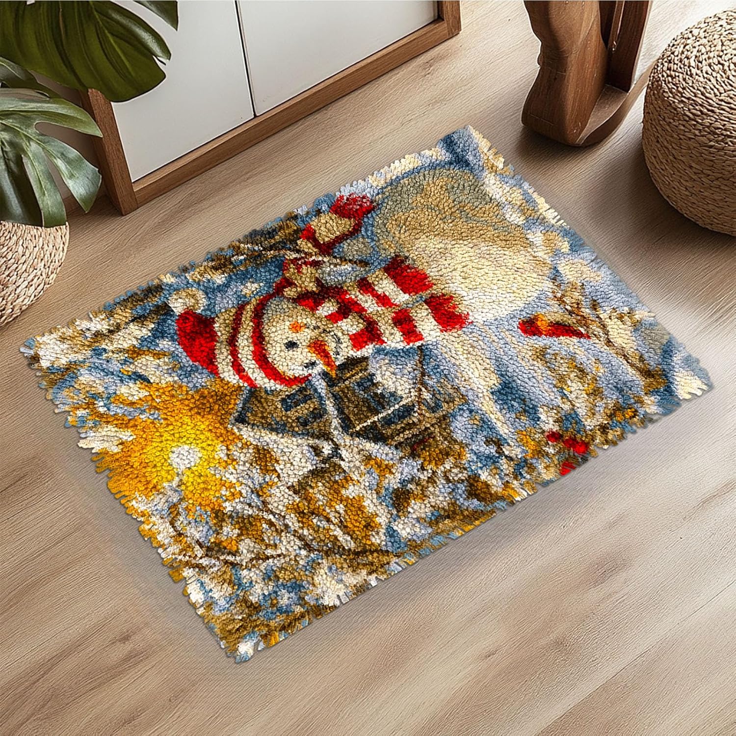 Latch Hook Rug Kit Black Labrador Dog Pre-Printed Handmade Carpet Crochet Yarn Craft DIY Hook and Latch Door Mat Tapestry for Home Floor Decoration 52x38cm-1
