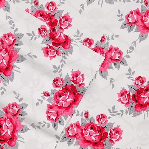 Miniatura 2 de Betsey Johnson - Sábanas tamaño Queen, sedosas y ligeras, resistentes a la decoloración y a las arrugas (Skull Rose Trellis, Queen)