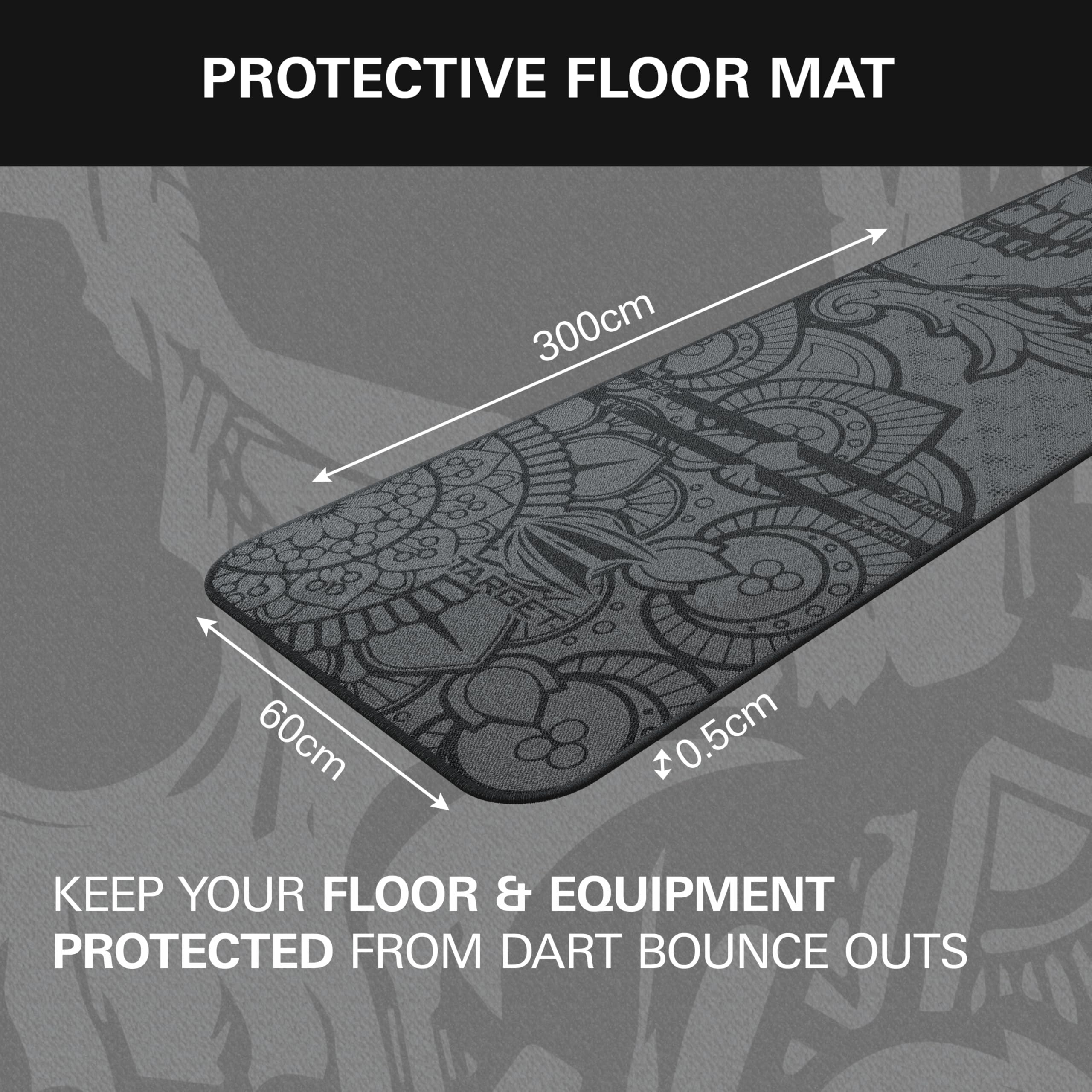 TARGET Darts Dart Mat - Ink | Dart Oche Mat with Soft Tip and Steel Tip Throw Line Distances | Non Slip Carpet Mats for Floor and Dart Tips Protection | Darts Accessories