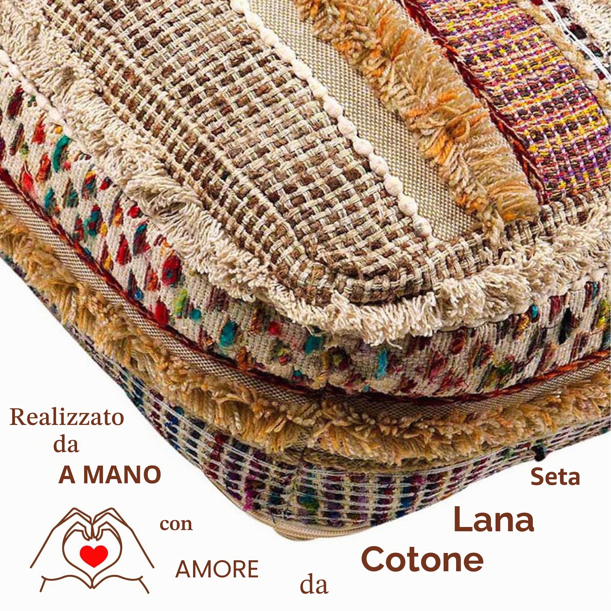 Mandala Life ART Fodera per cuscino da pavimento quadrato bohémien - 60x20 cm - 100% cotone - Custodia pouf per pouf per soggiorno, camera da letto, patio e altro