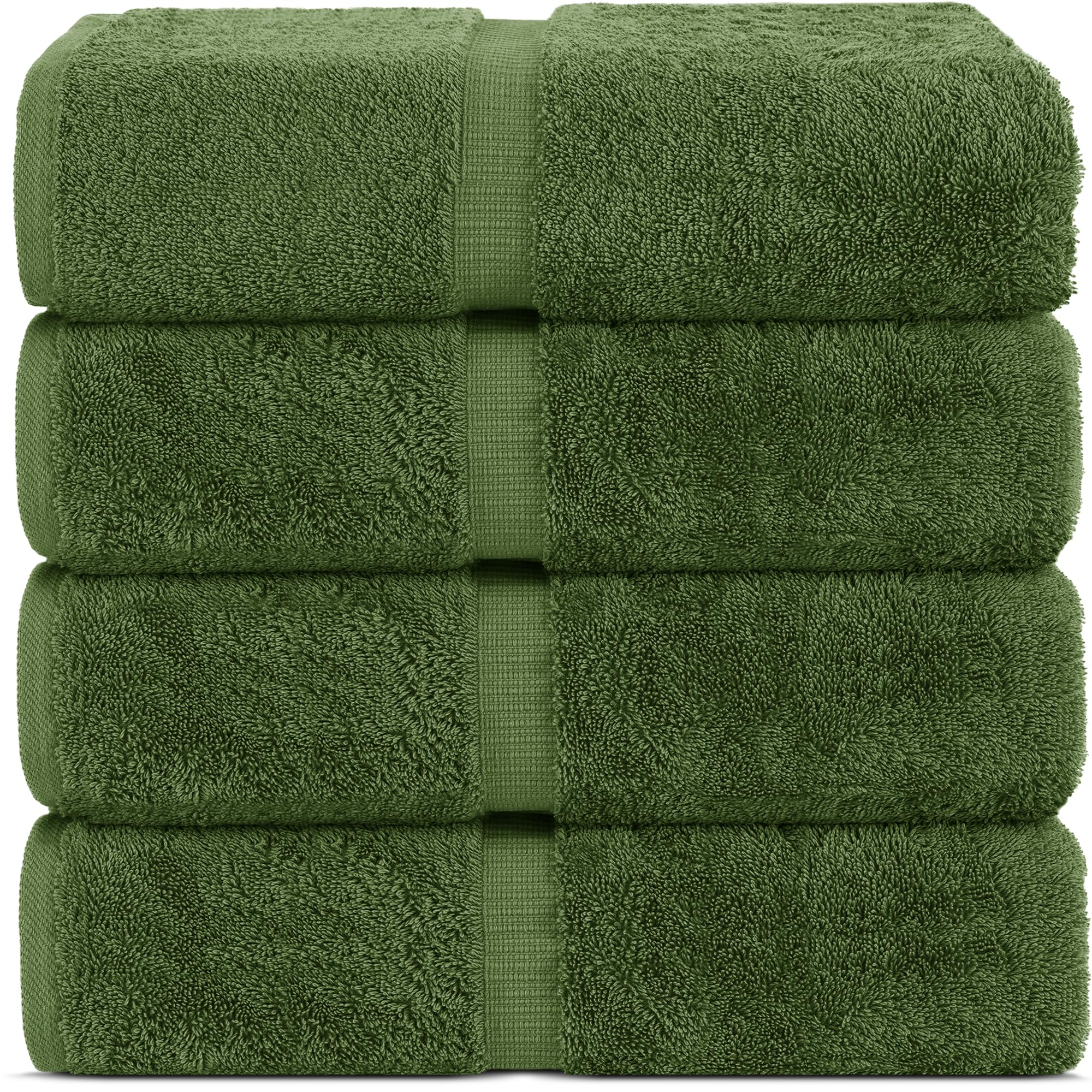 Chakir Turkish Linens 100% Cotton Premium Turkish Towels for Bathroom | 30'' x 60'' Large Bath Towels (4 Piece, Moss)
