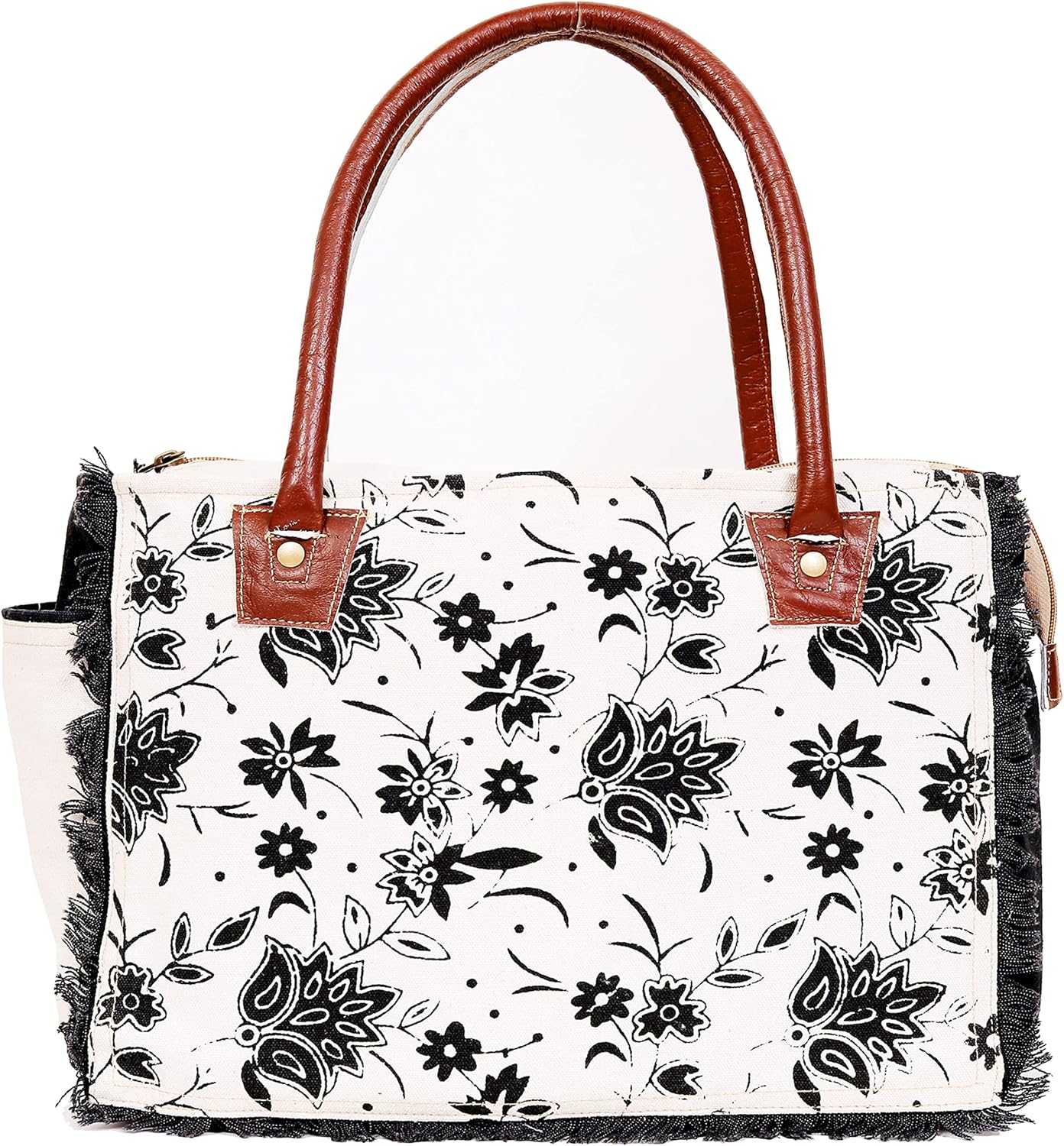 CLA Upcycle Canvas Bag With Leather - Handmade Tote, Shoulder Bag, Handbag for Women - Image 8