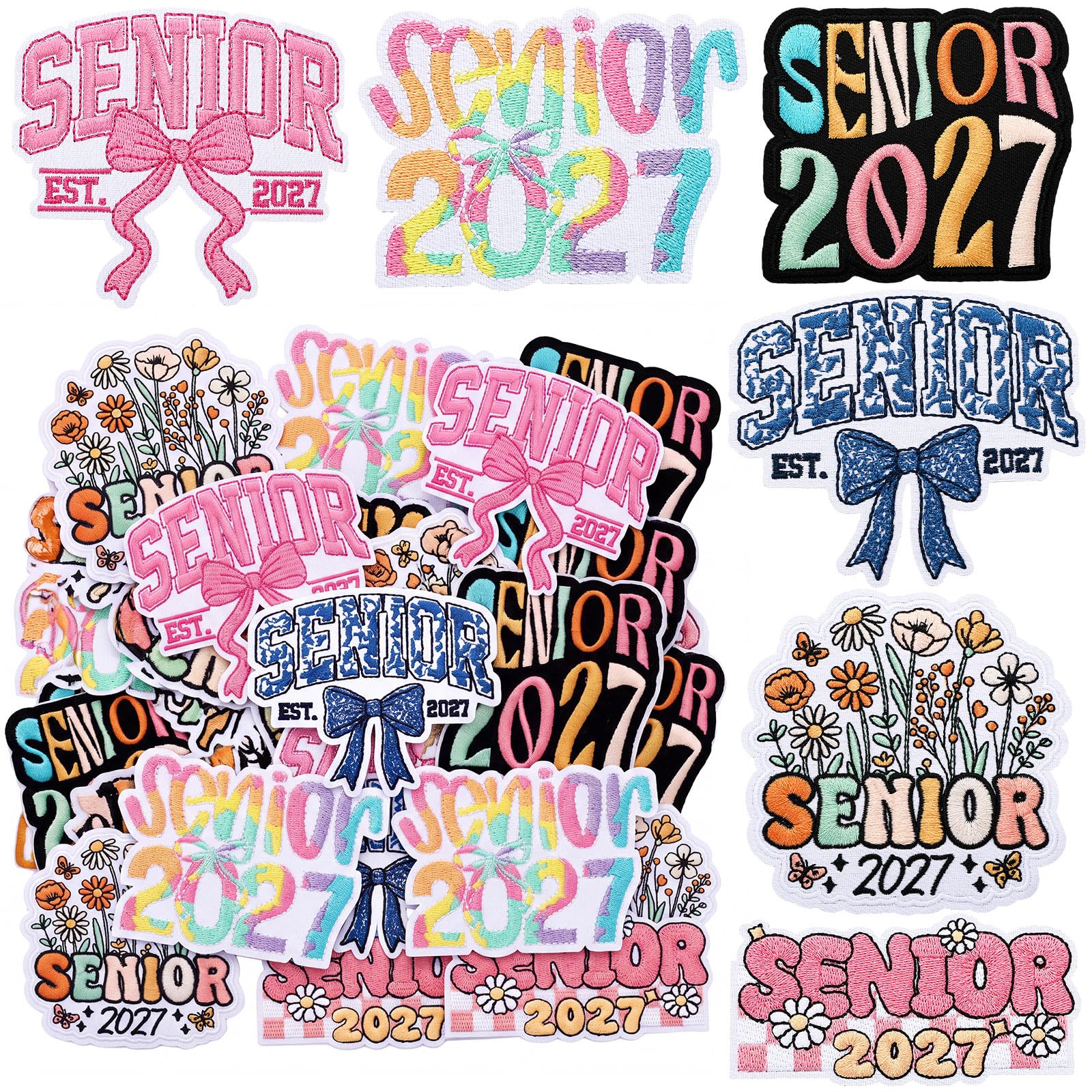 Photo 1 of Dingion 24 Pcs Senior 2027 Embroidered Iron on Patches for Baseball Caps