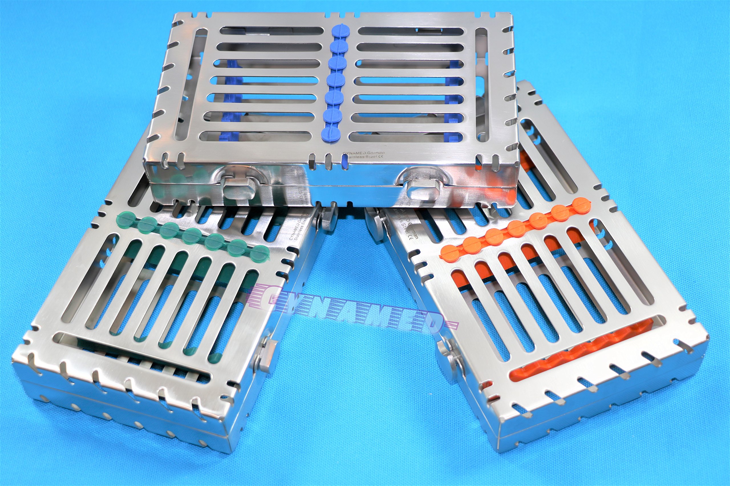 3pcs Set Sterilizing Cassette Trays for 7 Instruments Dental Premium Detachable Cynamed