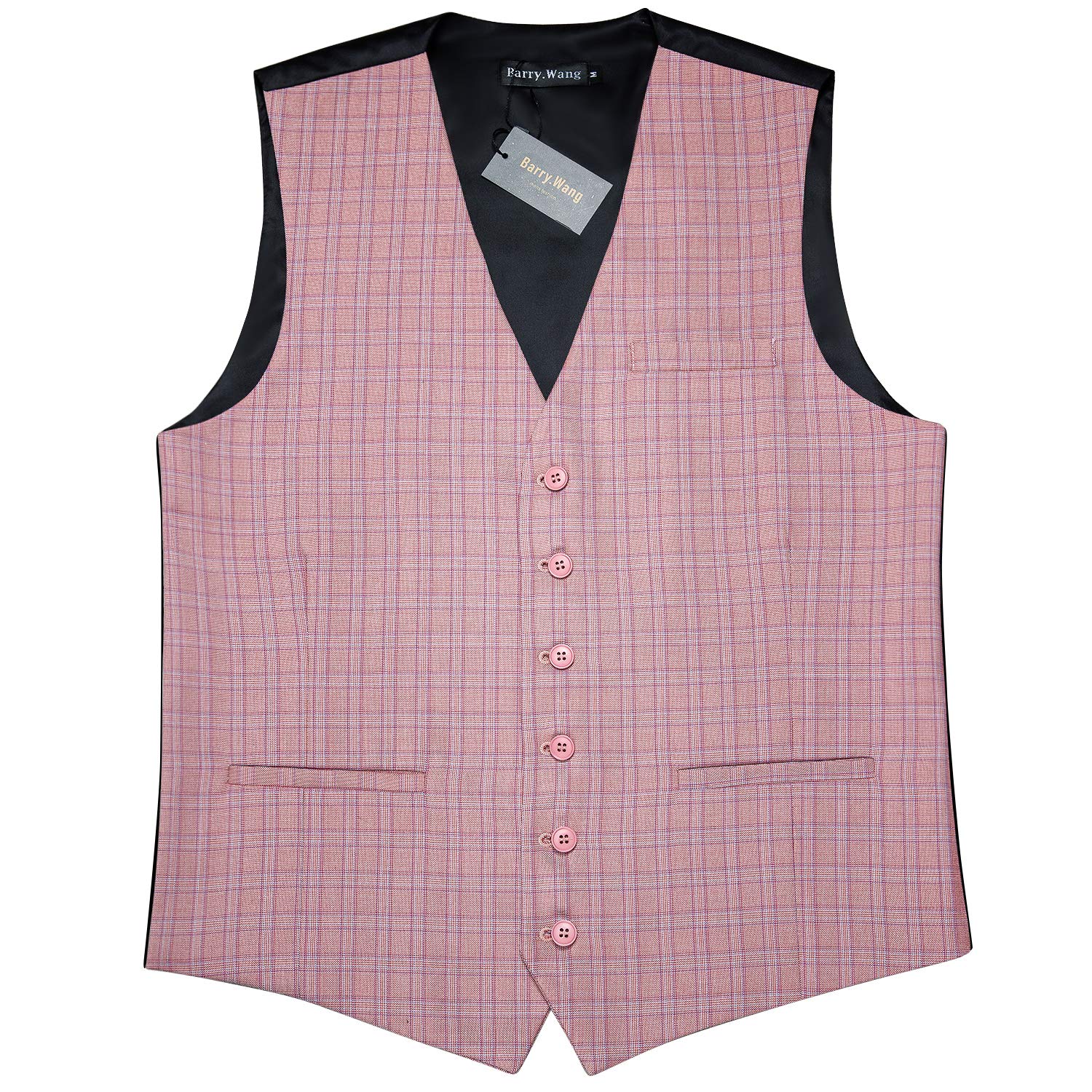 Barry.Wang Gilet da uomo formale e cravatta set gilet business tinta unita matrimonio slim fit smoking gilet con scollo a V