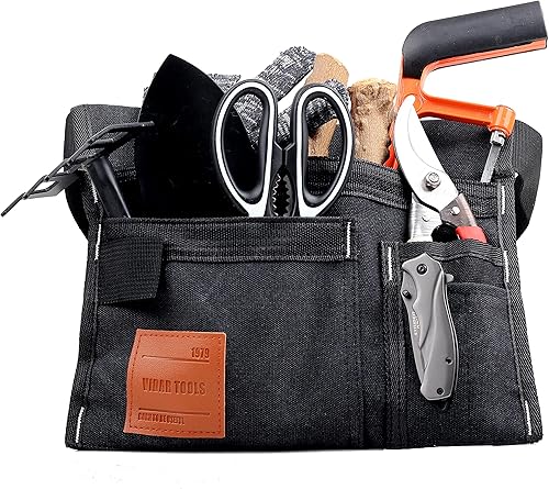 Miniatura 5 de Bolsa de cinturón de herramientas de un solo lado de 6 bolsillos, cinturón de utilidad, delantal de trabajo para carpintero y jardinero.