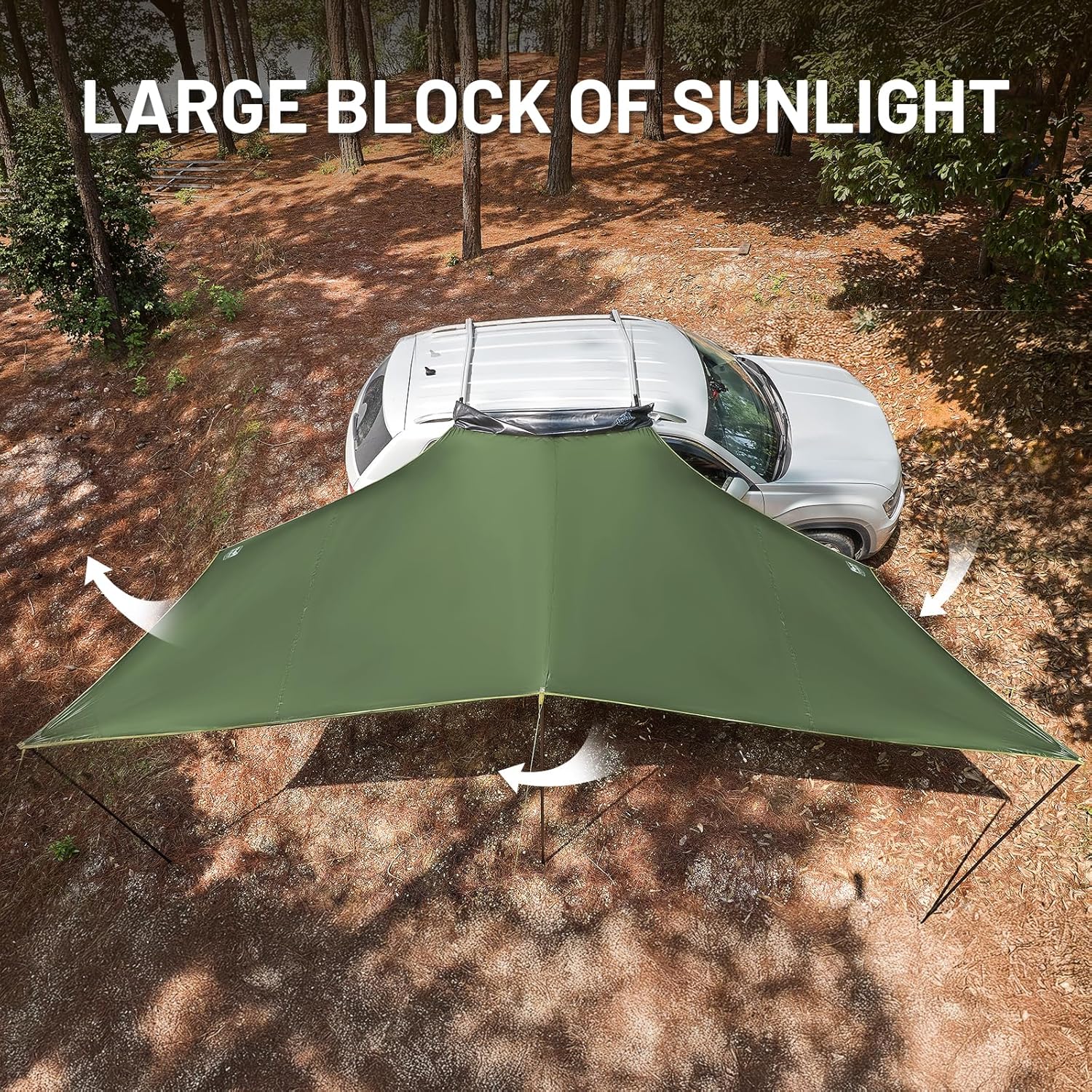 TIMBER RIDGE 19x9.8ft Rtractable Vehicle Awning & 10 Pack Tent Stakes,