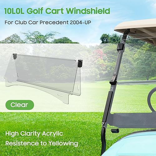 Miniatura 6 de 10L0L Parabrisas de carrito de golf para Club Car Precedent (2004 en adelante) a gas o eléctrico, parabrisas transparente  tintado, plegable,