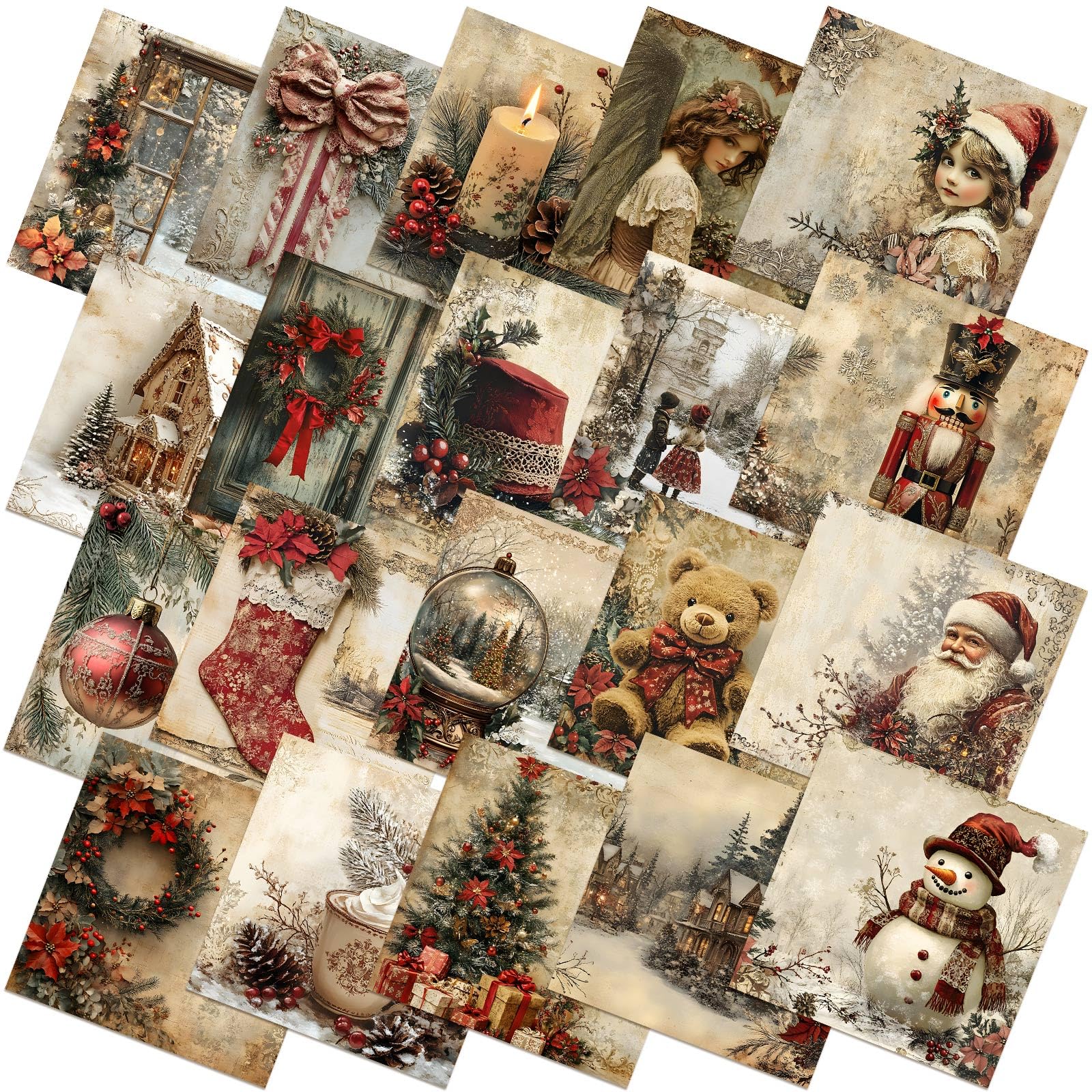 Ganeen 60 Pcs 10 x 10 Inch Rococo Christmas Winter Quilting Fabric Squares