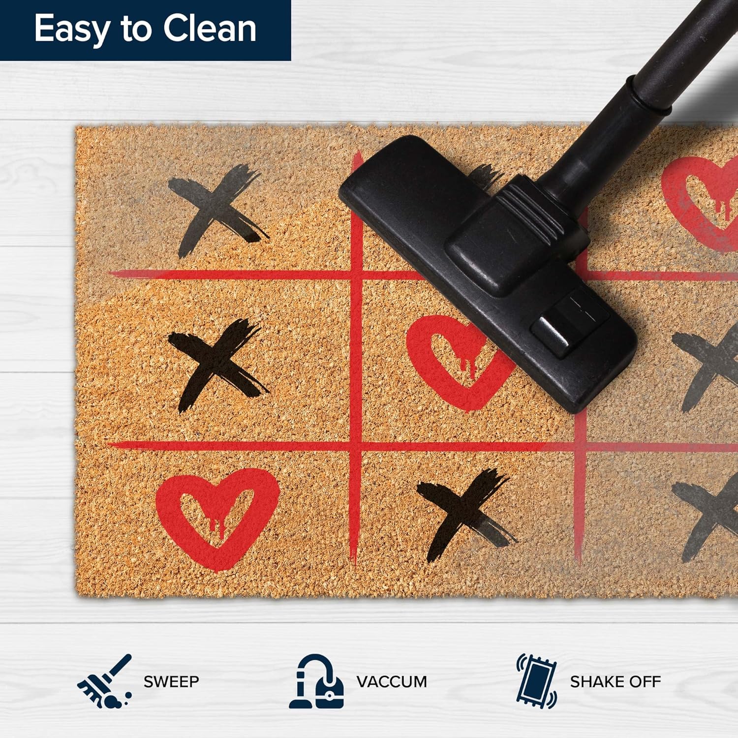 Valentines Day Coir Doormat, Welcome Mat Outdoor, Farmhouse Decor, XO Love Front Door Rug Heavy Duty Slip Resistant Backing, 24x36" Inches, Coir Material, Made by My Sign Center