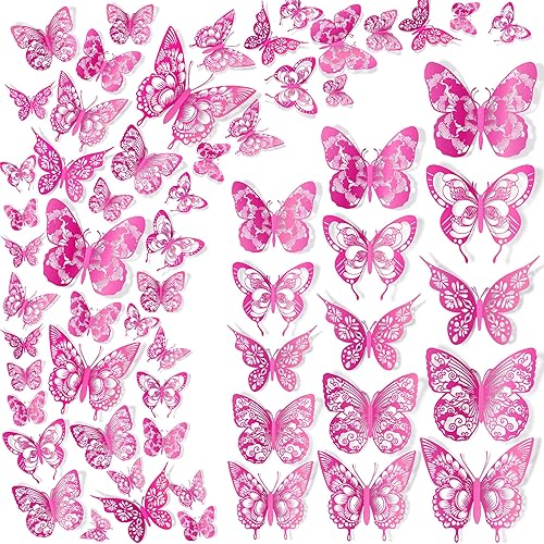 Miniatura 9 de 60 calcomanías de pared con diseño vintage de mariposas huecas 3D doradas, calcomanías de pared de mariposas doradas, para bricolaje, extraíble, 5