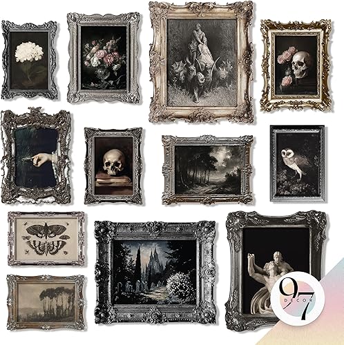 97 Decor Dark Academia - Impresiones artísticas para pared, decoración gótica de dormitorio, pósteres góticos vintage para estética de habitación,