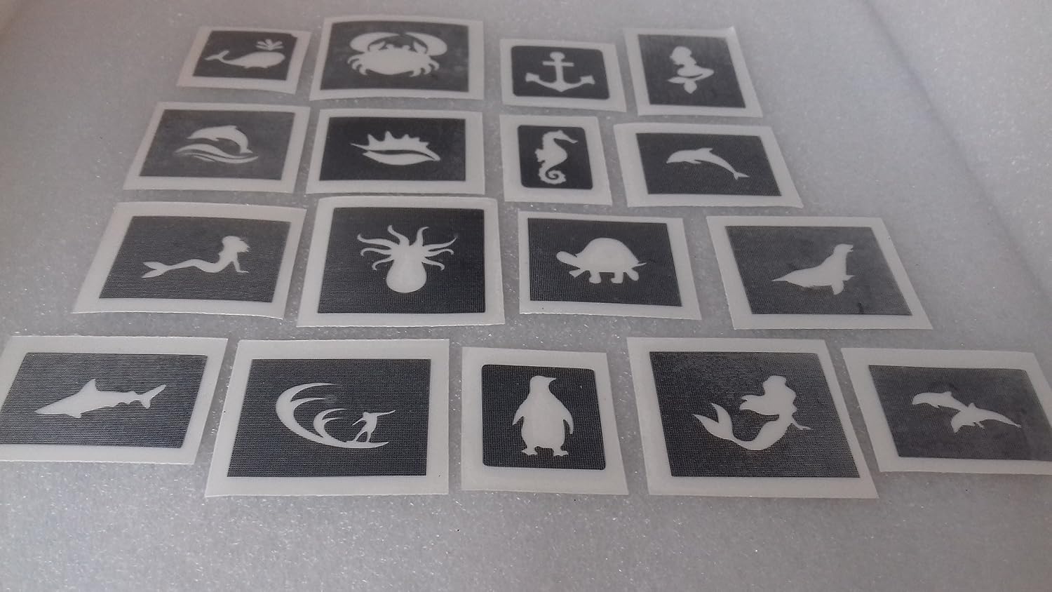 30 x Mini sea Themed Stencil Mix for Etching on Glass Hobby Craft Present Gift Ocean Seaside Whale Penguin Ship Anchor Mermaid Dolphin