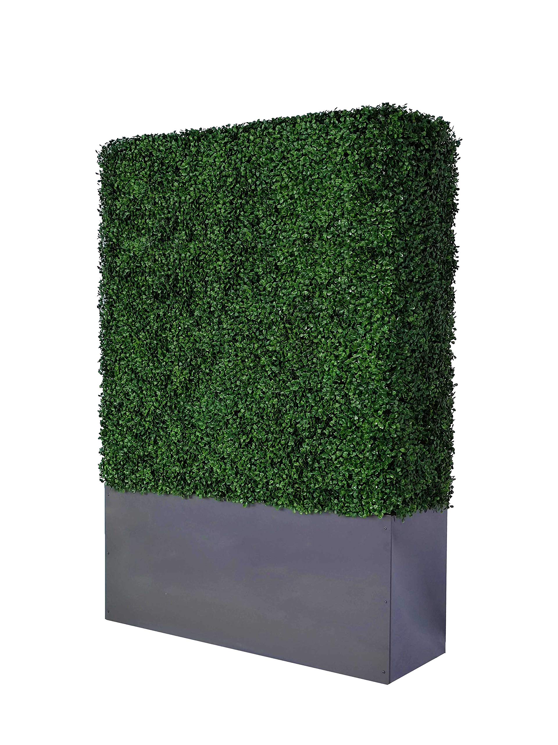 AGPL Artificial Hedge Wall (38" Width* 12" Deep* 64" Height) with Dark Gray Stainless Steel Planter Box (64.00)