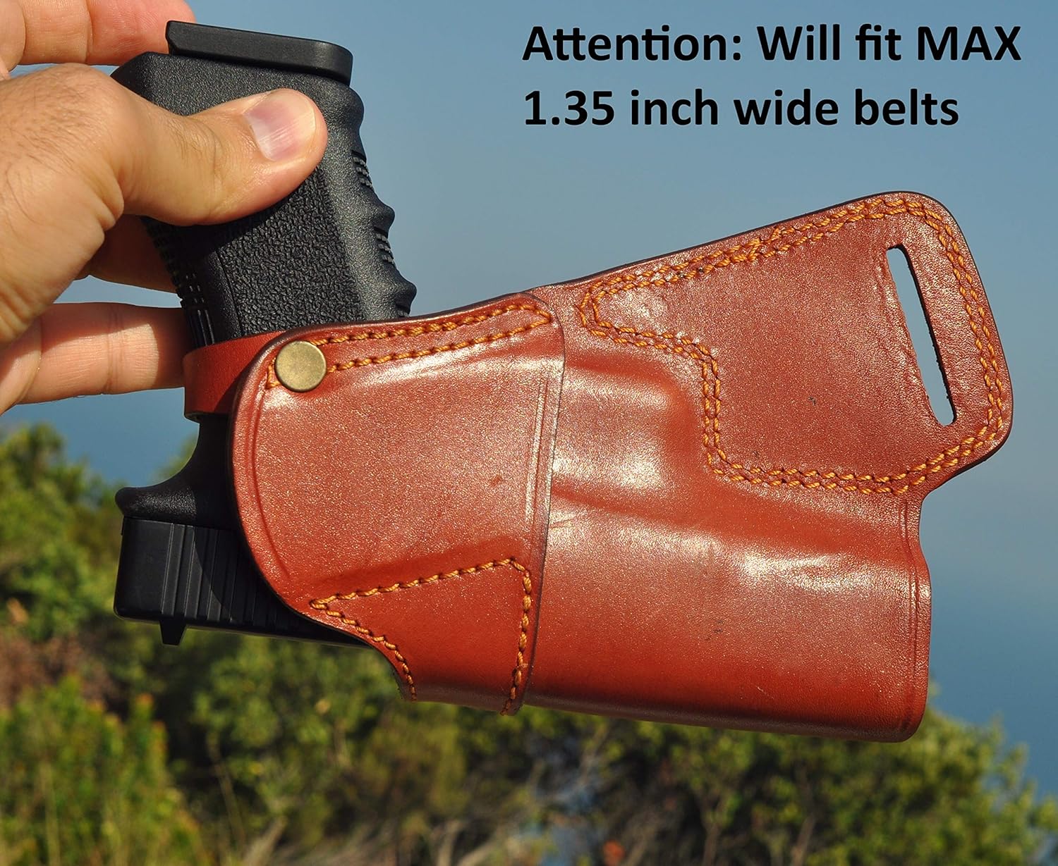 Ottoza Leather Gun Holster Compatible with Glock (17/19/19X/23) Right Handed SOB Gun Holster No:351