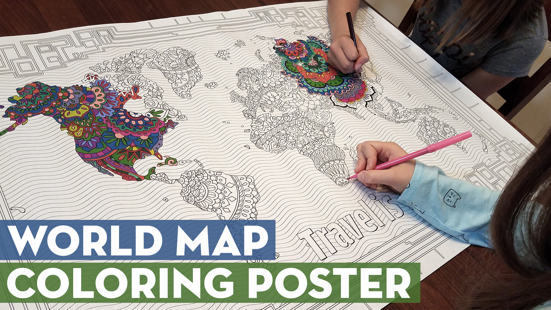 World Map Coloring Poster World Map Poster, Coloring Travel Map Of The