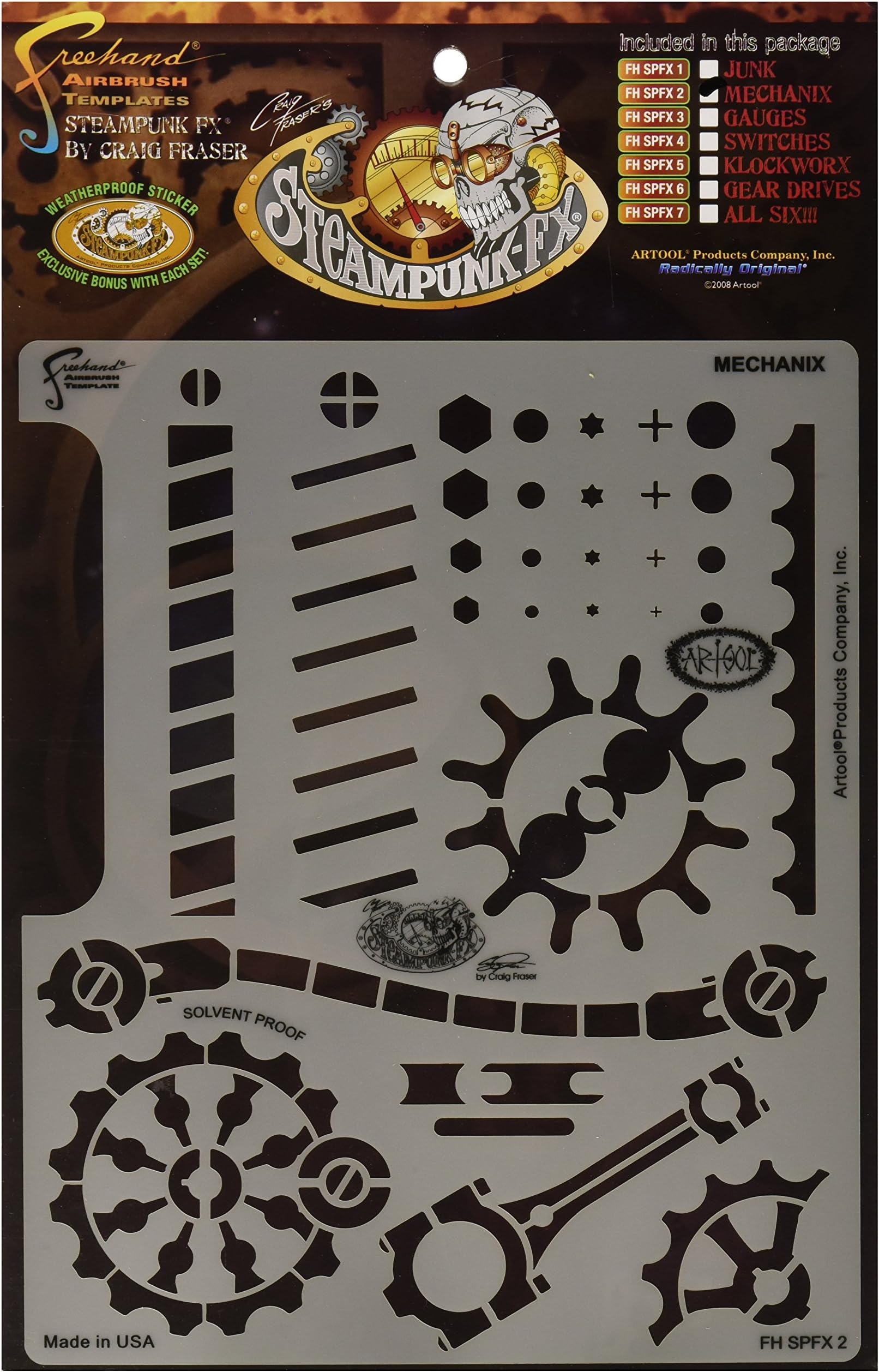Freehand Airbrush Templates, Steam Punk Fx Template - Mechanix