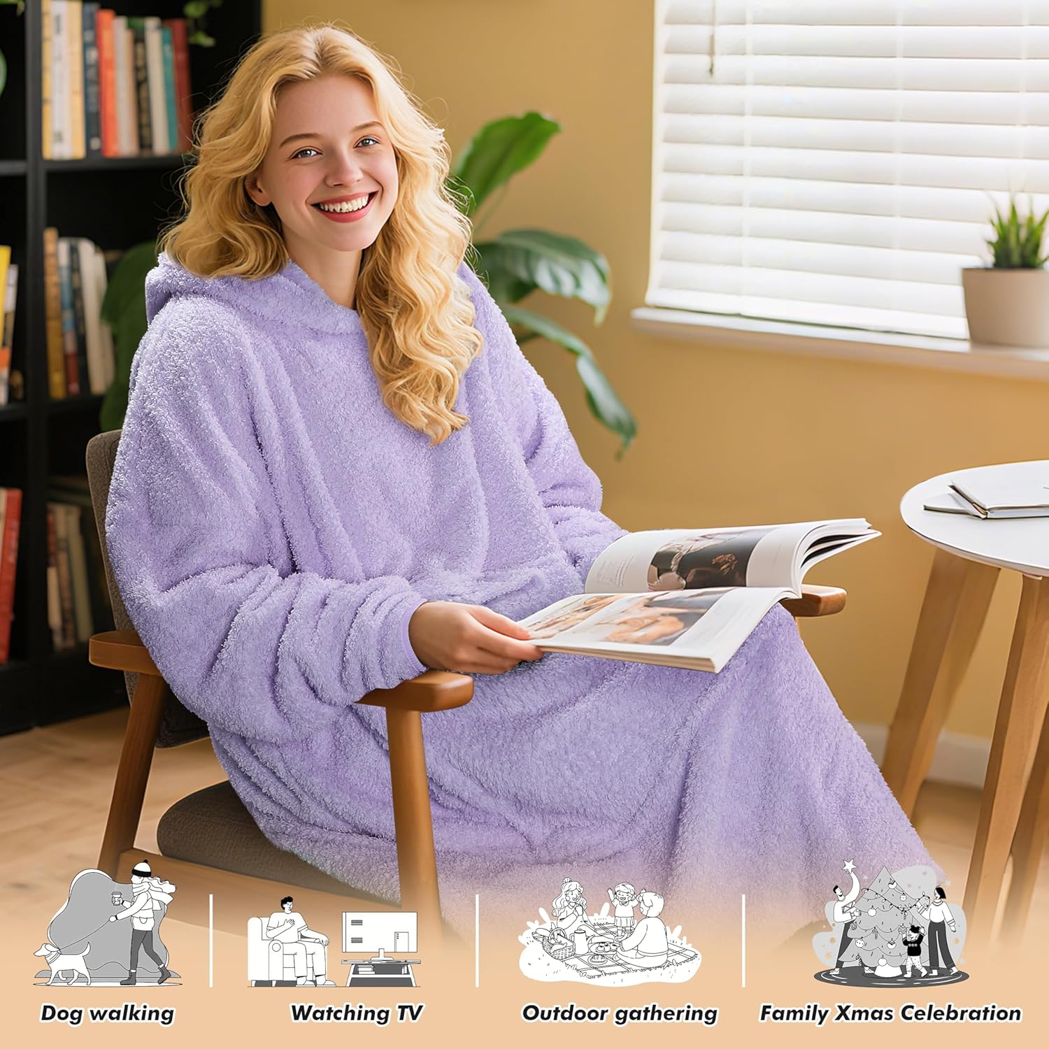 Catalonia Oversized Blanket Hoodie Sweatshirt, Wearable Lounging Fleece Pullover, Gift for Adults Women Men Kids Wife - Image 2