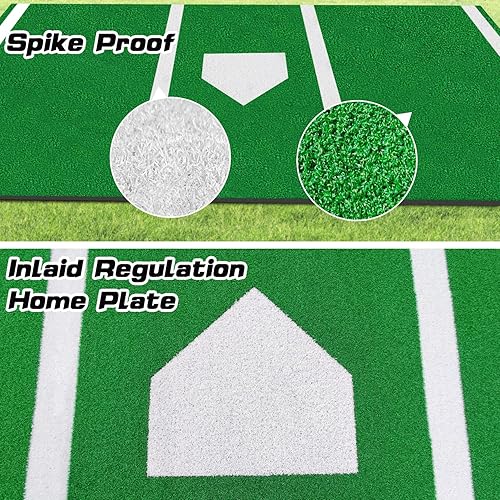 Miniatura 3 de Beoub Alfombrilla de bateo de alta resistencia, portátil, para sóftbol, béisbol, con incrustaciones de placa para el hogar, caja de bateo, césped