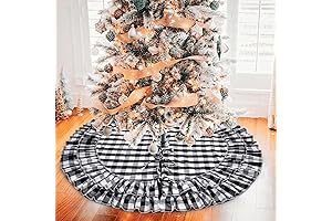 yuboo Buffalo Plaid Christmas Tree Skirt: Adorn Your Tree with Black and White Plaid Charm