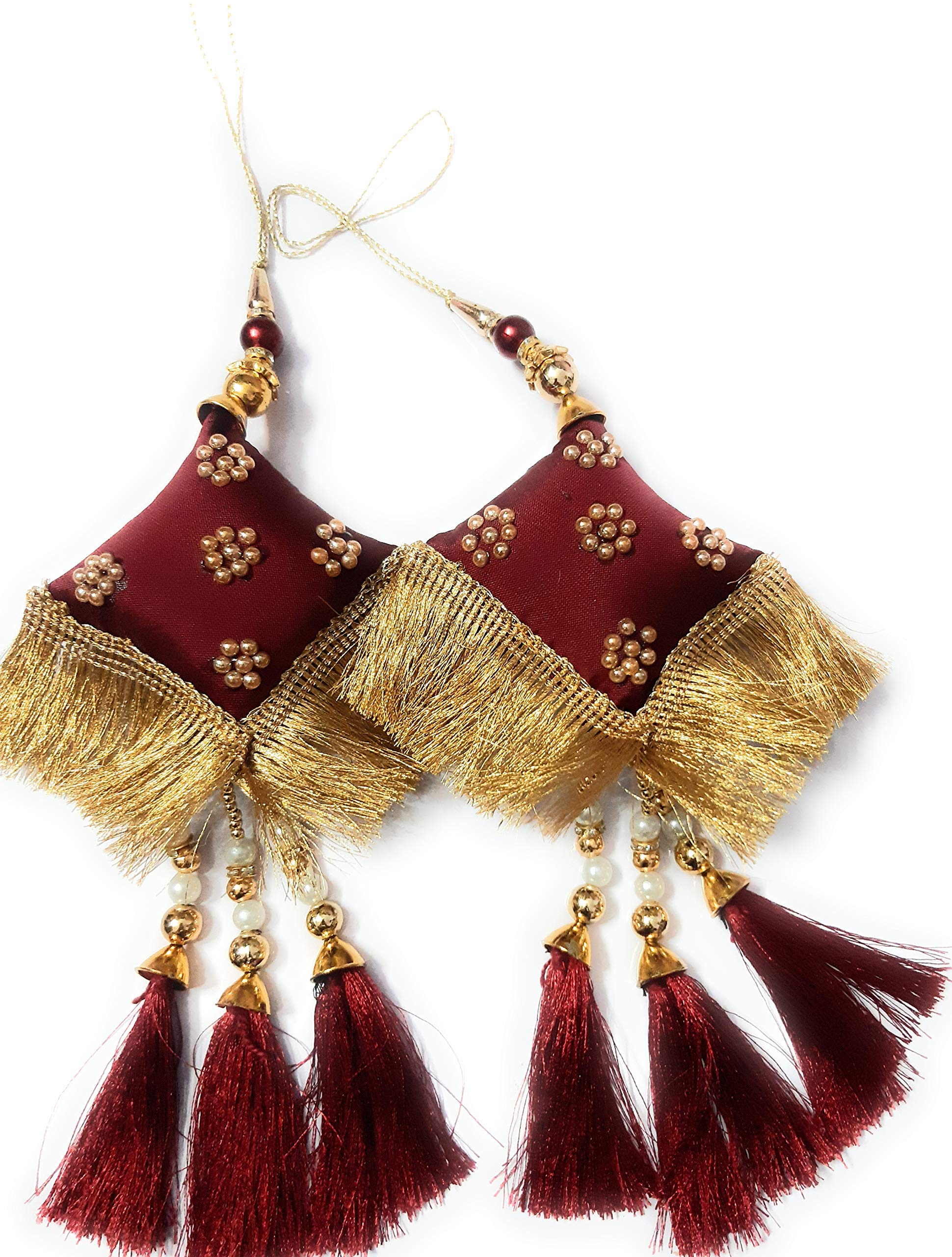 Libas Fashion Handmade Work Ethnic Hanging Latkan for Lehenga for Women Latkan Fancy Designer Teasel Fabric Silk (Pack of 2 PC (Maroon & Golden) (B085VFYZCL) Amazon Price History, Amazon Price Tracker