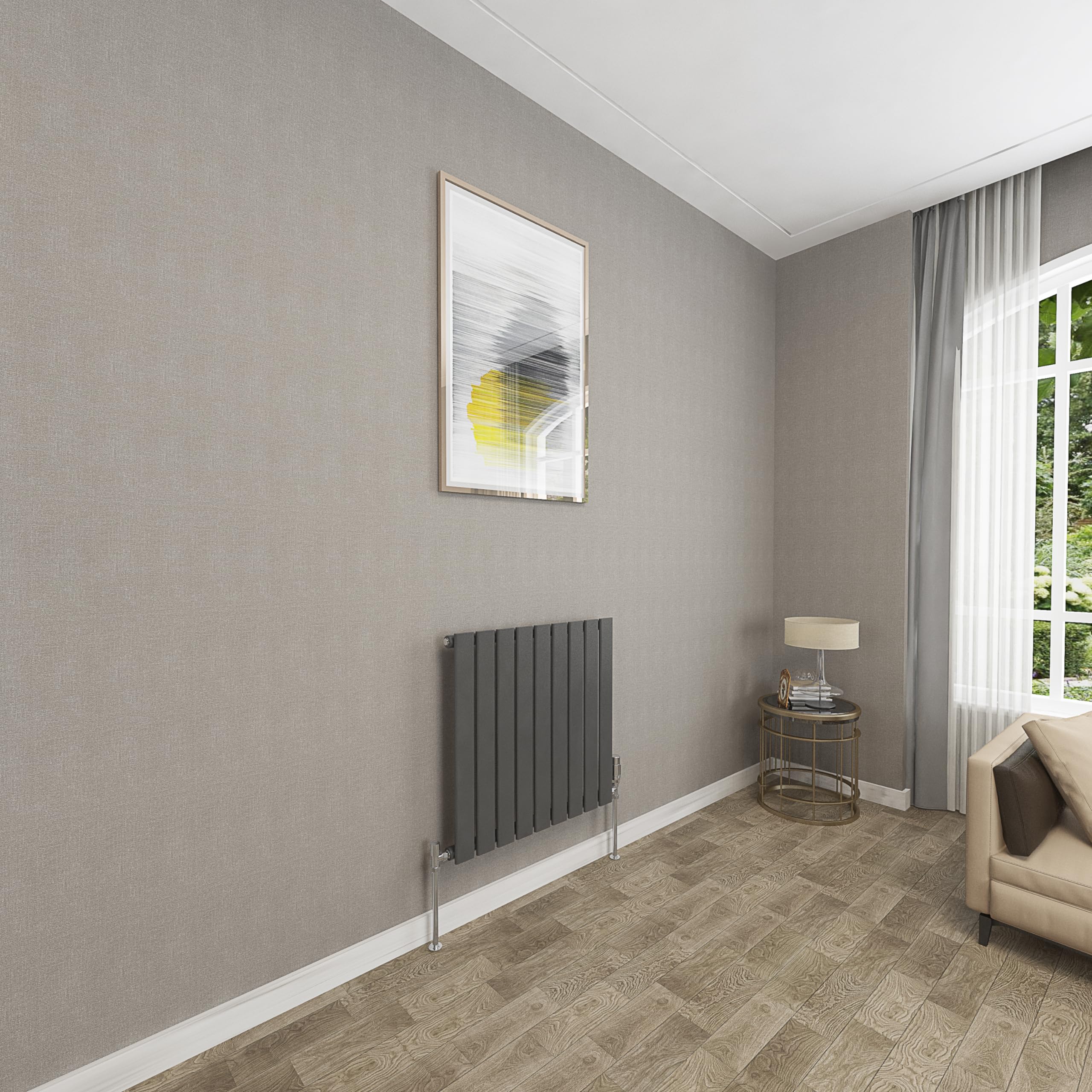 Sky bathroom | 600x612mm Horizontal Designer Radiators Anthracite Flat Panel Single Panel Central Heating Radiator