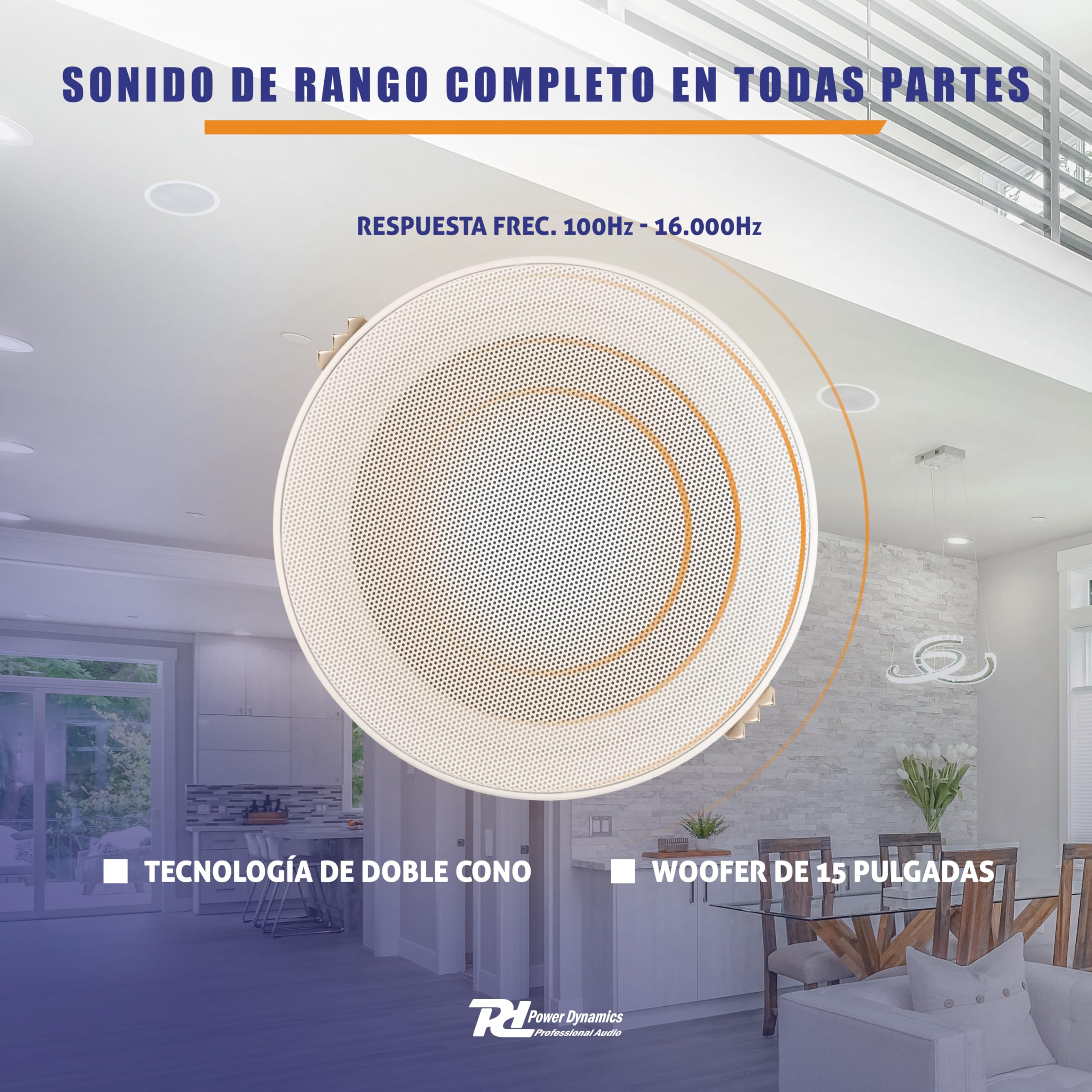 Power Dynamics MSLP50 Altavoces de Techo Marinos Resistentes al Agua - 5" 80W, Altavoz de Techo con clasificación IP, Altavoz de Ducha para Cocina y Techo, Doble Cono, diseño sin Borde de Perfil bajo