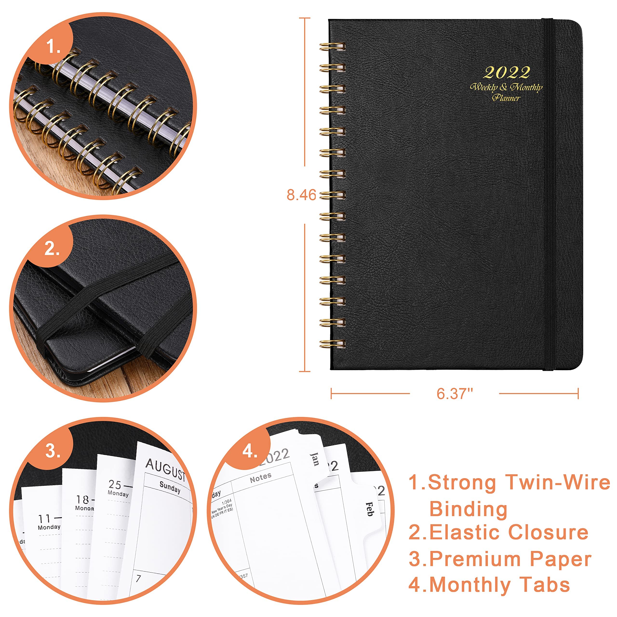 2022 Planner 2022 Weekly & Monthly Planner with Tabs, 6.4" x 8.5