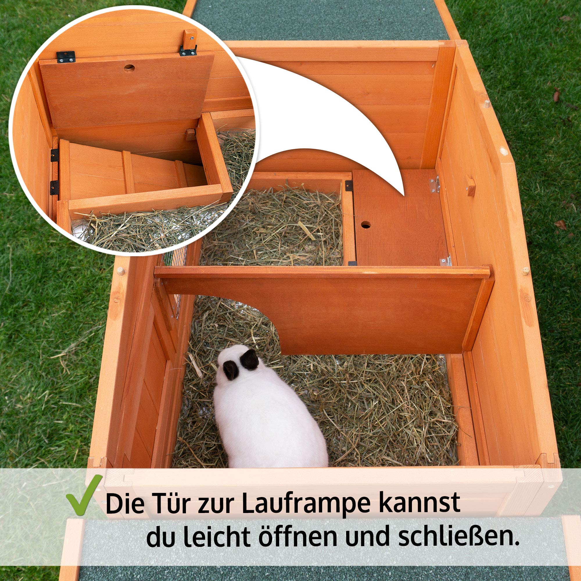 Zooprinz großer Hasenstall - Dach zum Öffnen - massives Vollholz für draußen - Einfach zu reinigen - Kleintierstall mit ungiftiger Farbe gestrichen Kaninchenstall