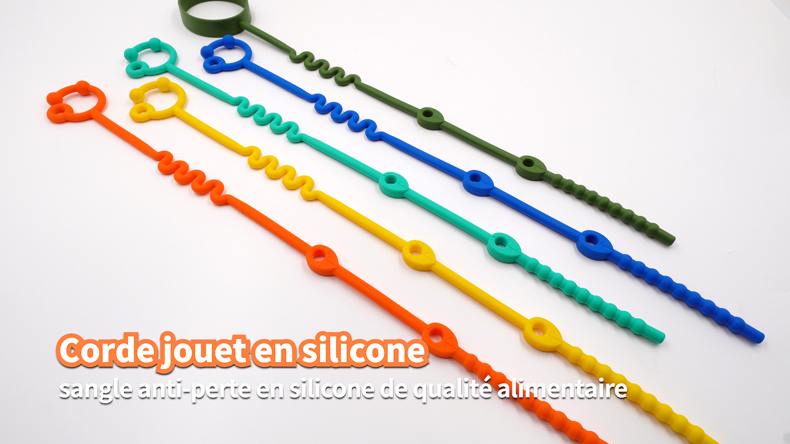 Lot de 2 sangles en silicone attaches universelles pour jouets biberons et gobelets de bébé