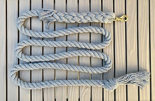 Miniatura 4 de Ravenox - Correa de caballo de cuerda de algodón  (1 pulgada x 8 pies)  Hecho a mano  Gris  Cuerda de plomo equina con broche resistente, mango