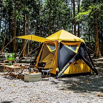 自動膨張式】2ルーム＆タープ付きエアテント｜5〜6人用 kurashikan_taili-zp174