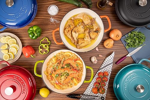 Miniatura 9 de Cazuela de hierro fundido poco profunda con tapa, olla de horno holandés antiadherente, apta para horno hasta 500  F, utensilios de cocina