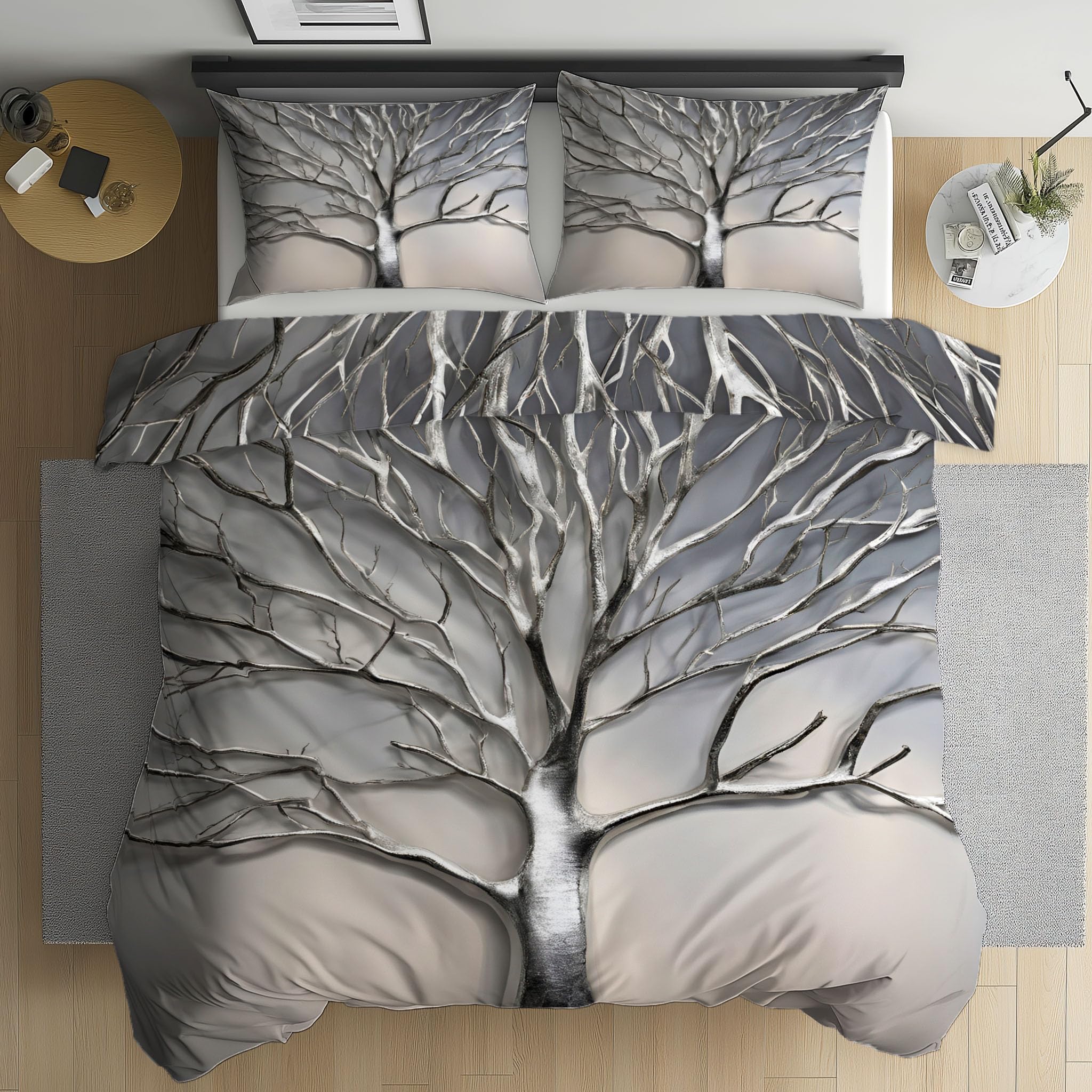 Parure de lit Arbre de Vie 140x200 moderne en microfibre chic de qualité supérieure