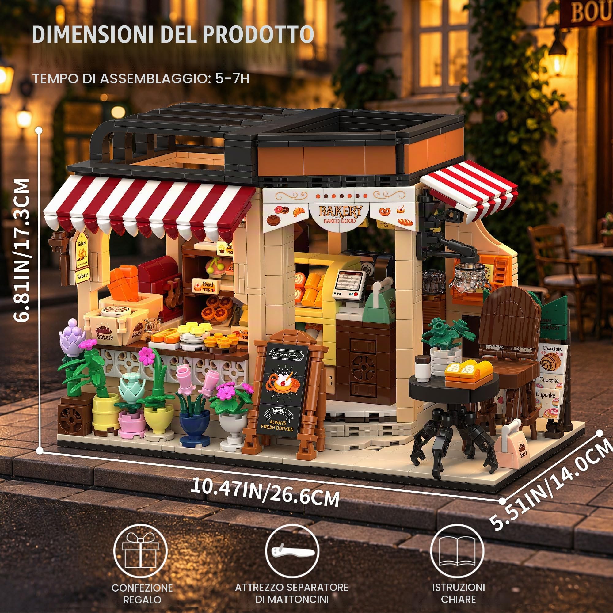 TYCOLE Set di Costruzioni City Baking House, 1205 Pezzi, Giocattolo da Costruzione a Tema Cibo, Decorazioni Divertenti per Casa e Ufficio, Compleanno per Bambini e Bambine dai 6 Anni in su e Adulti