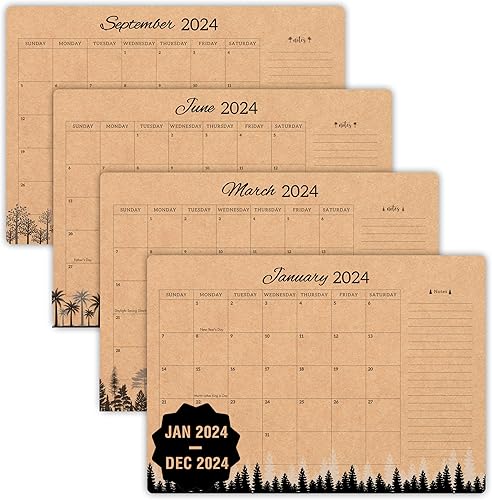 Miniatura 8 de mudrit Calendario de escritorio 2024  Páginas grandes Kraft de 12 x 17 pulgadas  Calendario mensual de pared (enero de 2024 a diciembre de 2024),