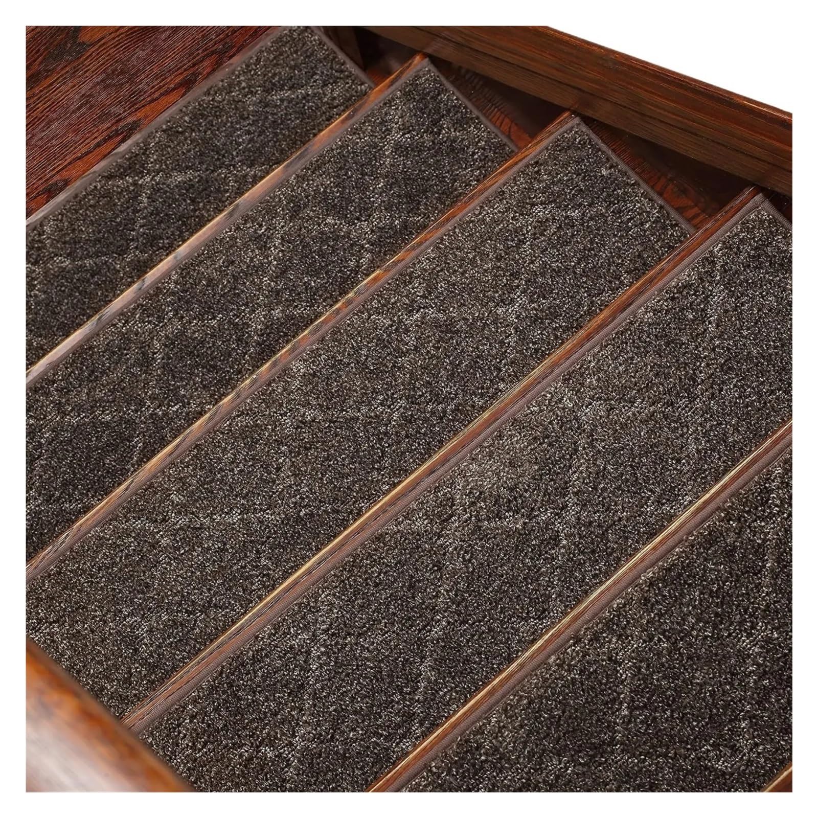MFWHEFJ Stair Treads 76x20cm Safety Stair Mat Anti Slip Stair Tread Carpet With Self-Adhesive Soft Indoor Foot Mat Protector Rug(Brown,8pcs)